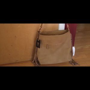 Moda Luxe Leather Shoulder Bag with Fringe